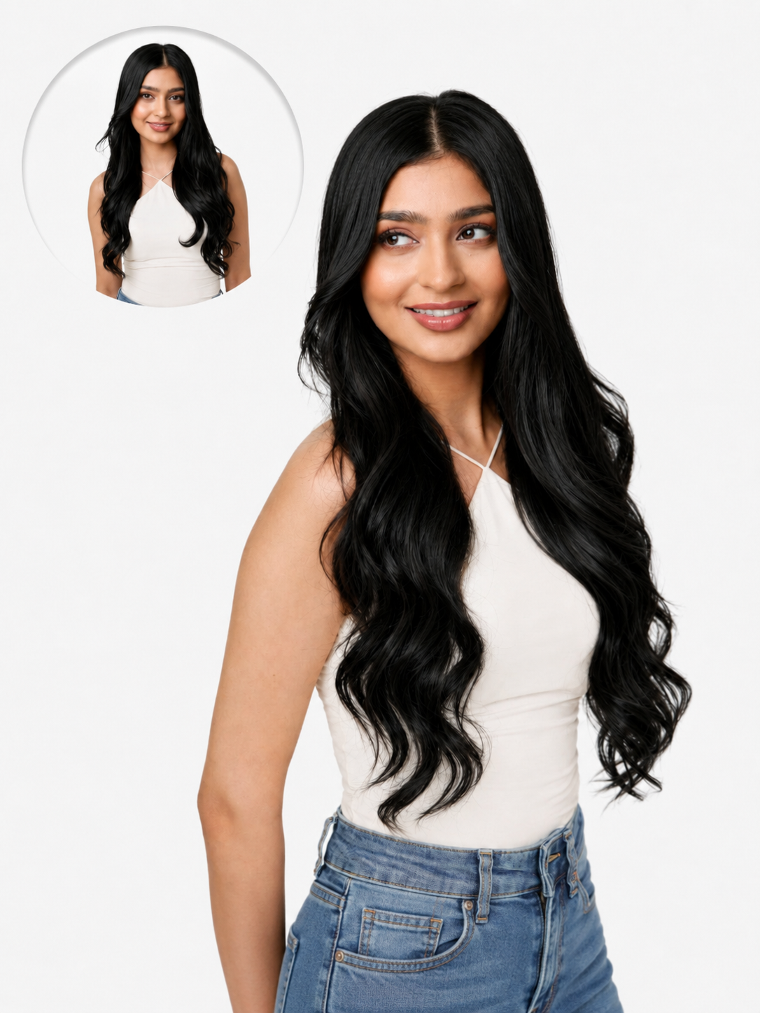 7 Set Clip-In Extensions - Jet Black