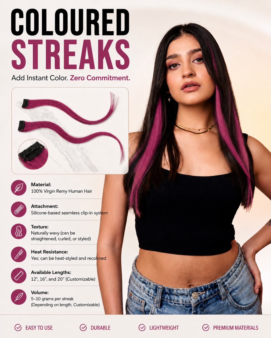 Coloured Streaks Rasbery Blush