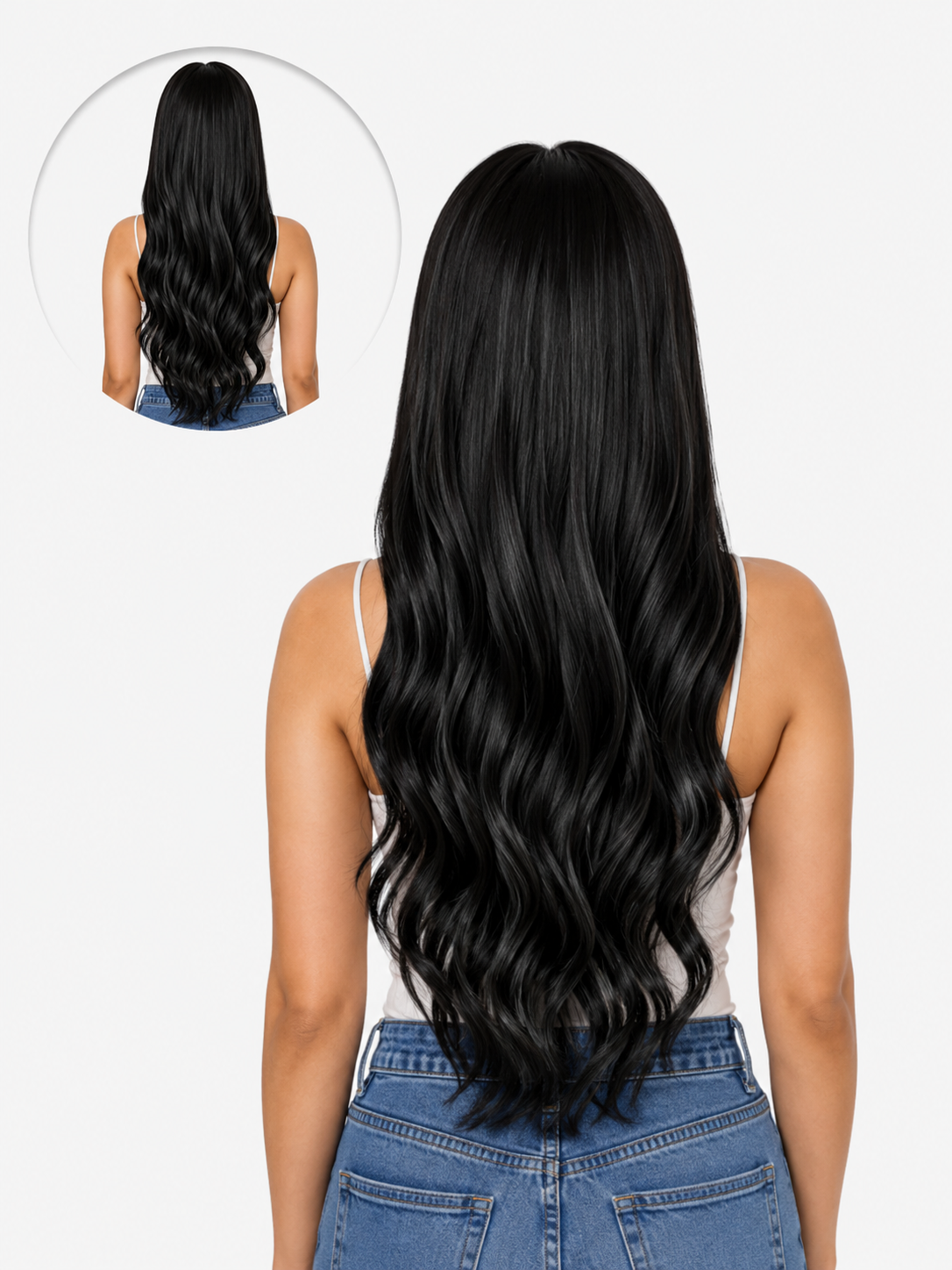 7 Set Clip-In Extensions - Jet Black