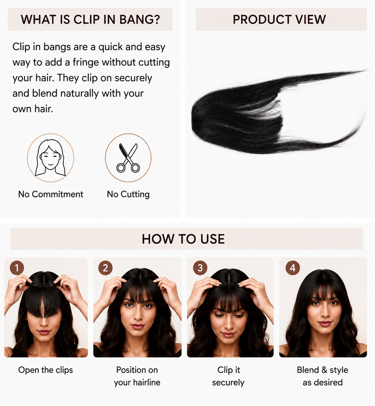 Clip-In Bangs Jet Black