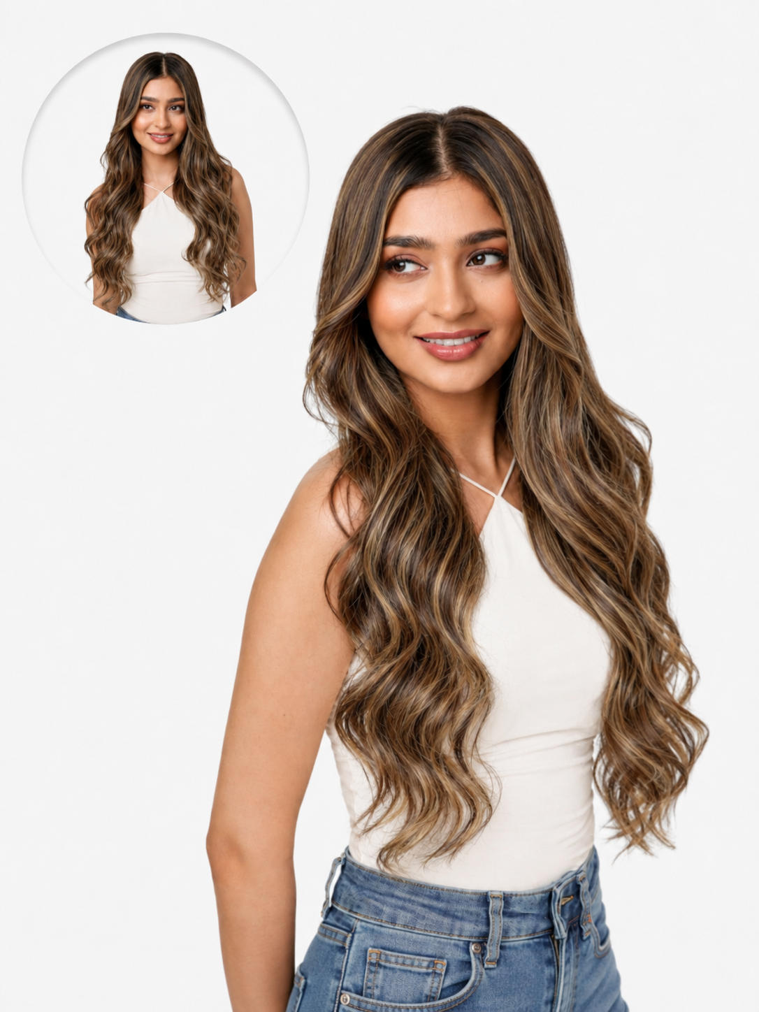 7 Set Clip-In Extensions - Light Brown