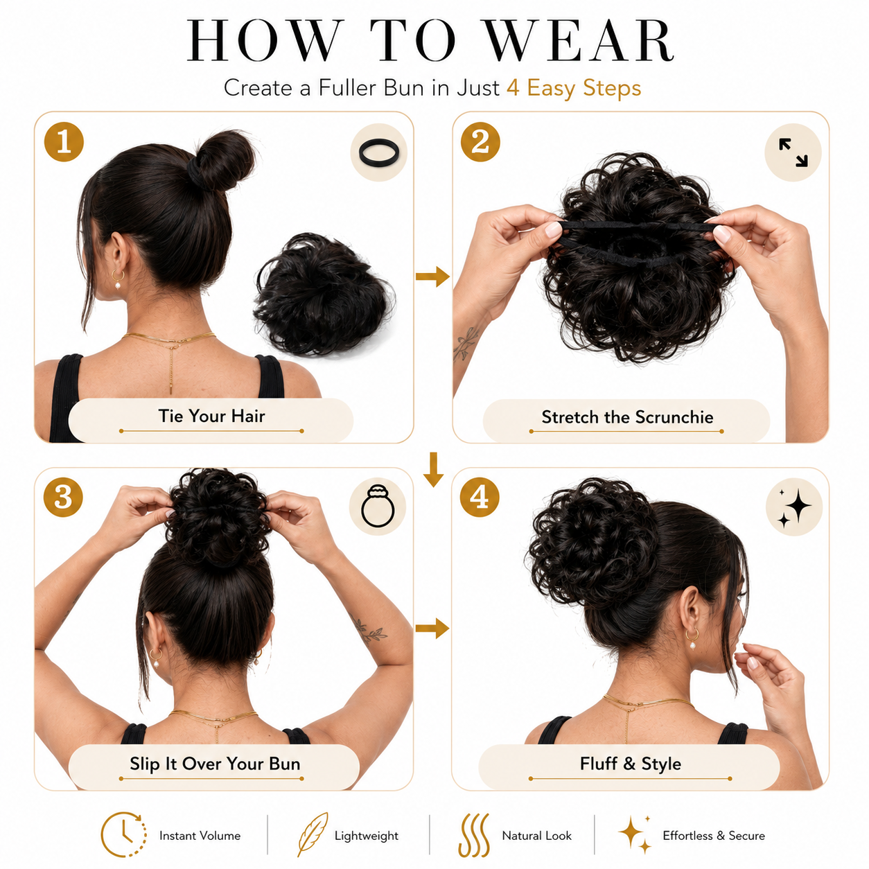 Messy Bun Scrunchie Jet Black
