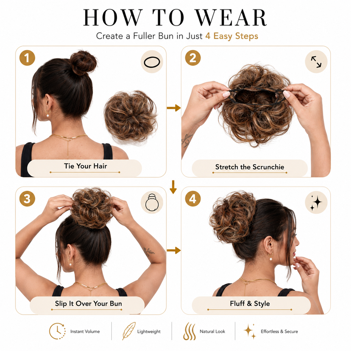 Messy Bun Scrunchie Dark Brown