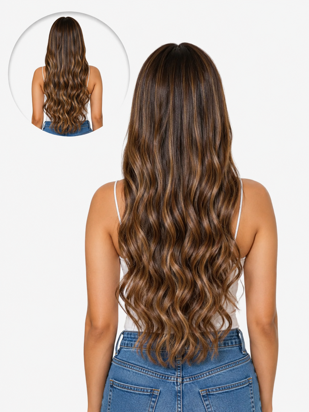 7 Set Clip-In Extensions - Light Brown