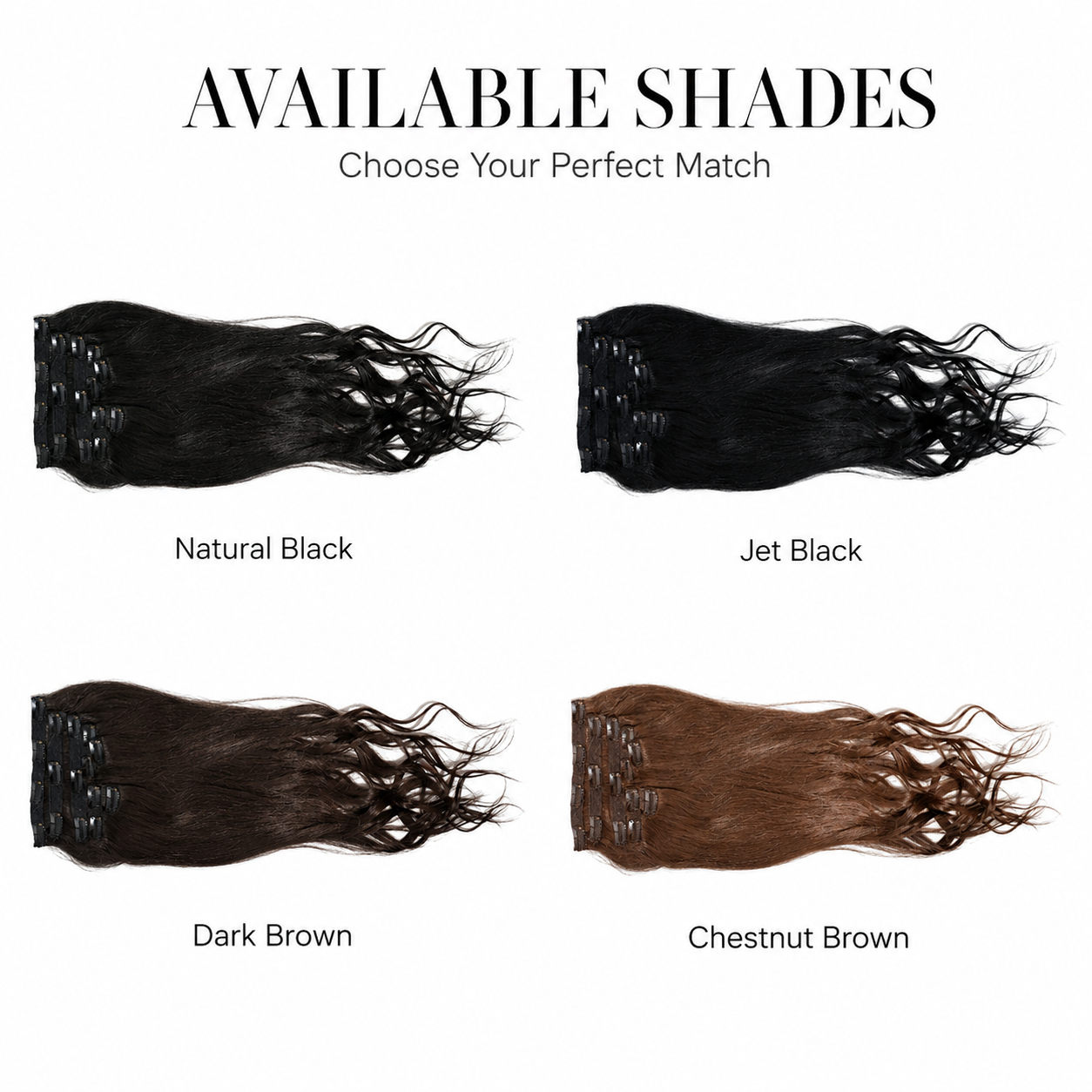 7 Set Clip-In Extensions - Jet Black