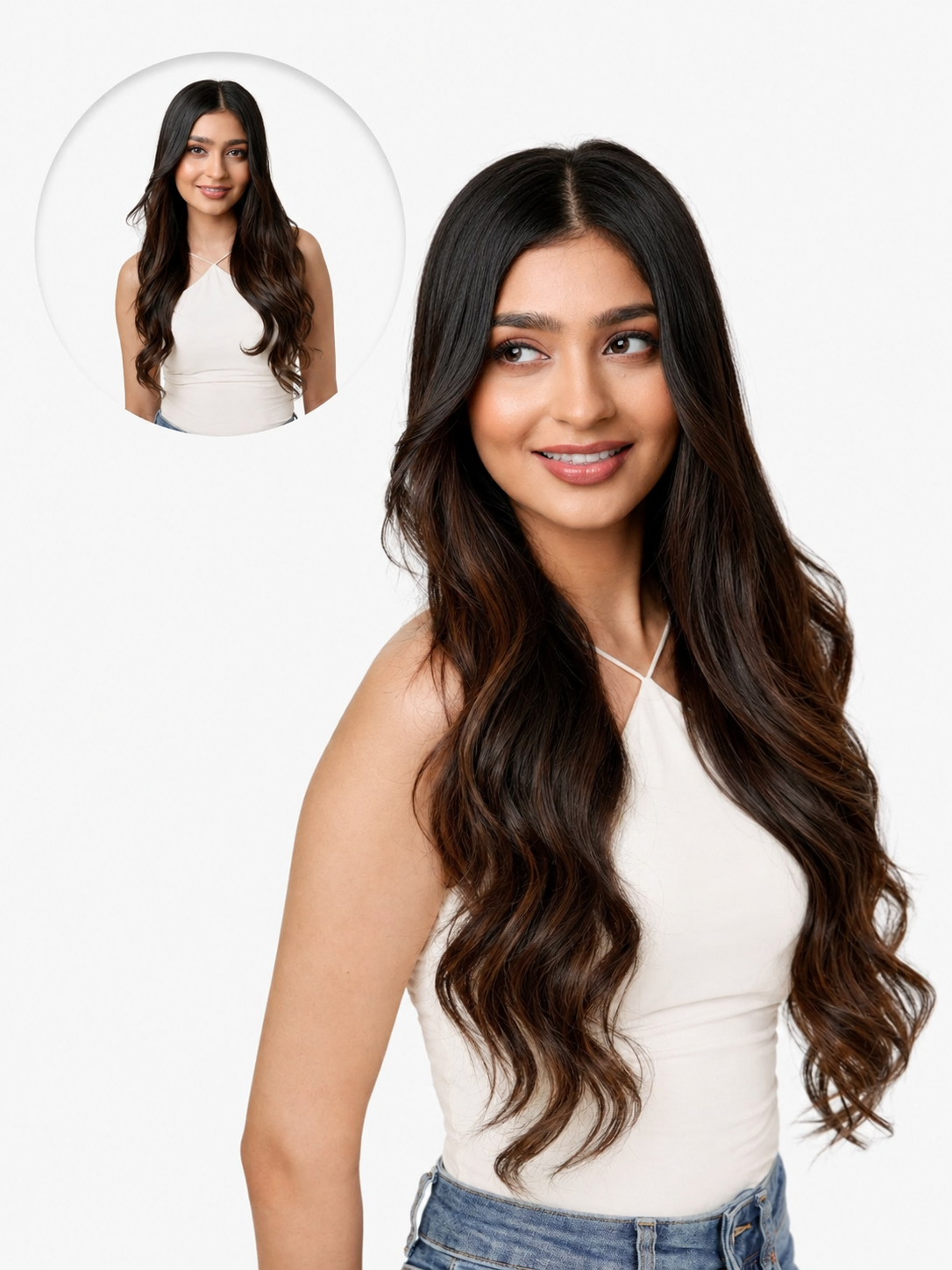 7 Set Clip-In Extensions - Dark Brown